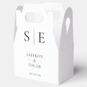 Elegant Monogram Black en Gold Weddenschap Bedankdoosjes (Geopend)