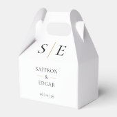 Elegant Monogram Black en Gold Weddenschap Bedankdoosjes (Voorkant Zijde)