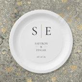 Elegant Monogram Black en Gold Weddenschap Papieren Bordje