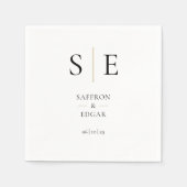 Elegant Monogram Black en Gold Weddenschap Servet (Voorkant)