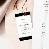 Elegant Monogram Black en Gold Wedding Cadeaulabel