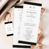 Elegant Monogram Black en Gold Wedding Programmakaart
