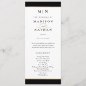 Elegant Monogram Black en Gold Wedding Programmakaart (Voorkant)