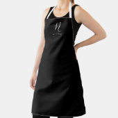Elegant Monogram Black en White Apron Schort (Insitu)