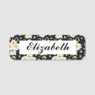 Elegant Monogram Black en White Daisy Pattern B Naamplaatje