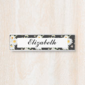 Elegant Monogram Black en White Daisy Pattern Deurbordje (Voorkant)
