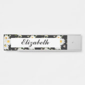 Elegant Monogram Black en White Daisy Pattern Deurbordje (Voorkant)