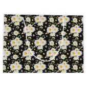 Elegant Monogram Black en White Daisy Pattern Groot Cadeauzakje (Achterkant)
