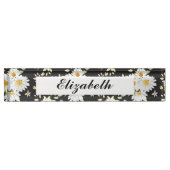 Elegant Monogram Black en White Daisy Pattern Naambordje (Voorkant)