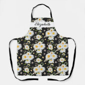 Elegant Monogram Black en White Daisy Pattern Schort (Voorkant)