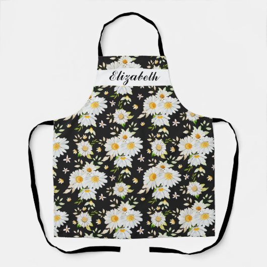 Elegant Monogram Black en White Daisy Pattern Schort (Voorkant)