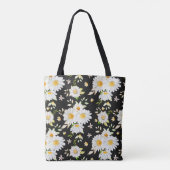 Elegant Monogram Black en White Daisy Pattern Tote Bag (Achterkant)