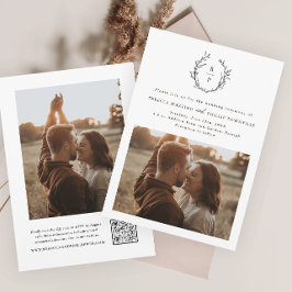 Elegant Monogram Black en White Formal Wedding Kaart