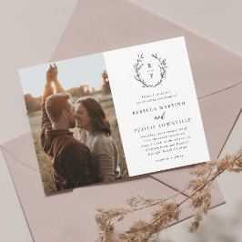 Elegant Monogram Black en White Formal Wedding Kaart