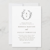 Elegant Monogram Black en White Formal Wedding Kaart (Voorkant)