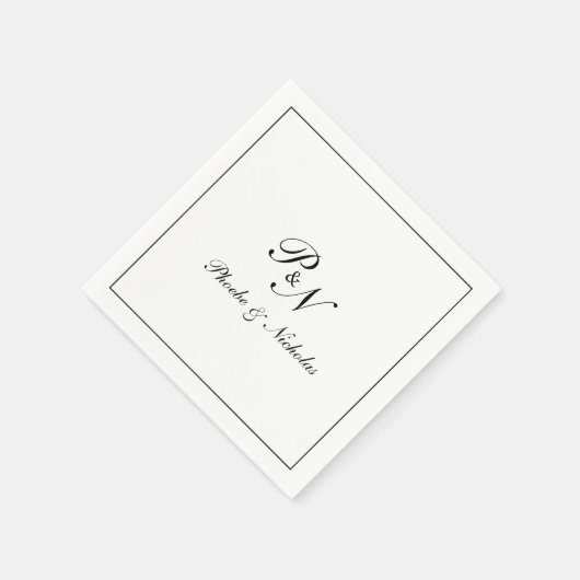 Elegant Monogram Black en White Formal Wedding Servet (Hoek)