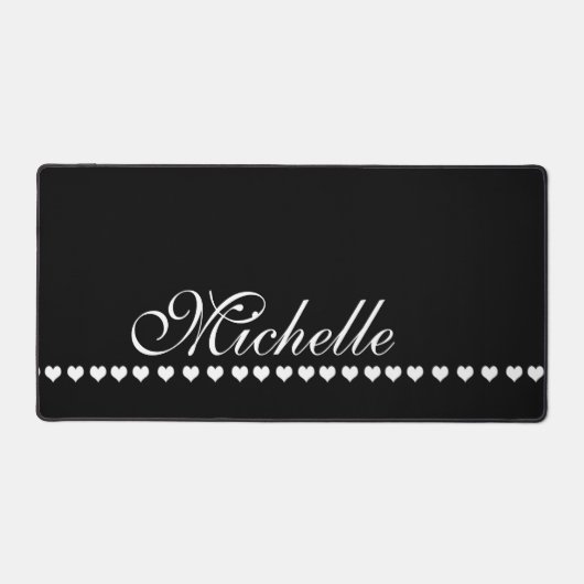 Elegant Monogram Black en White Hearts Bureaumat (Voorkant)