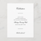 Elegant Monogram Black en White Script Wedding Informatiekaartje (Voorkant)