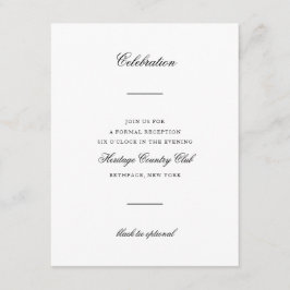 Elegant Monogram Black en White Script Wedding Informatiekaartje