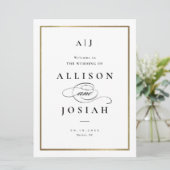 Elegant Monogram Black en White Wedding Welcome Kaart (Staand voorkant)