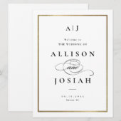 Elegant Monogram Black en White Wedding Welcome Kaart (Voorkant / Achterkant)