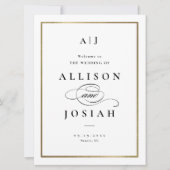 Elegant Monogram Black en White Wedding Welcome Kaart (Voorkant)