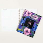Elegant Monogram Black Floral in Blue Paars Pink Planner (Display)