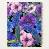 Elegant Monogram Black Floral in Blue Paars Pink Planner (Achterkant)