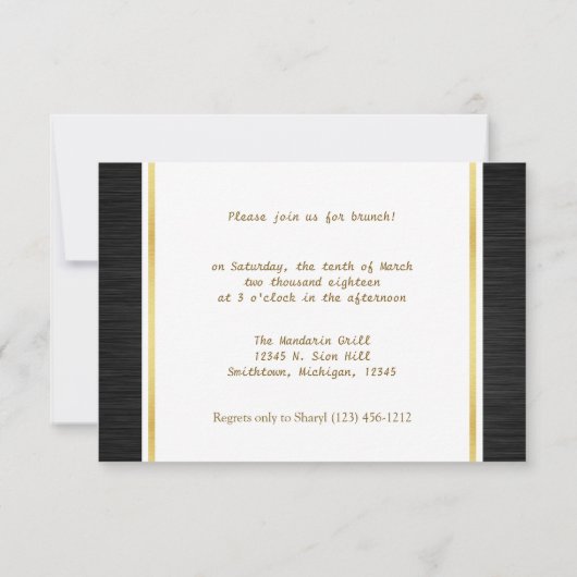 Elegant Monogram Black & Gold Bat mitzvah Brunch Kaart (Achterkant)
