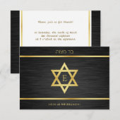 Elegant Monogram Black & Gold Bat mitzvah Brunch Kaart (Voorkant / Achterkant)