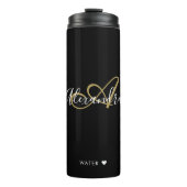 Elegant Monogram Black Gold Chic Script Name Thera Thermosbeker (Voorkant)