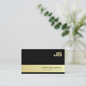 Elegant Monogram Black Gold Design Trendy Luxury Visitekaartje (Staand voorkant)
