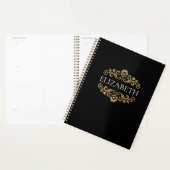 Elegant Monogram Black Gold Kantoor School Planner (Display)