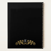 Elegant Monogram Black Gold Kantoor School Planner (Achterkant)