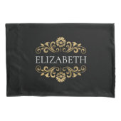 Elegant Monogram Black Gold Kussensloop (Voorkant)