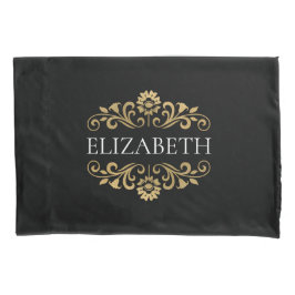 Elegant Monogram Black Gold Kussensloop