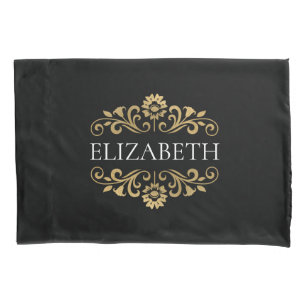 Elegant Monogram Black Gold Kussensloop