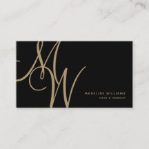 Elegant Monogram Black Gold Modern Script Initiale