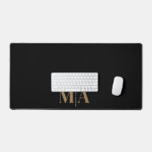 Elegant Monogram Black Gold Name Bureaumat (Keyboard & Muis)