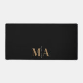 Elegant Monogram Black Gold Name Bureaumat (Voorkant)