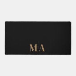 Elegant Monogram Black Gold Name Bureaumat