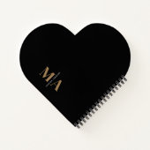 Elegant Monogram Black Gold Name Notitieboek (Achterkant)