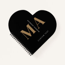 Elegant Monogram Black Gold Name