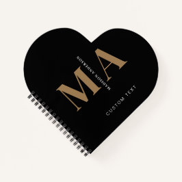 Elegant Monogram Black Gold Name Notitieboek