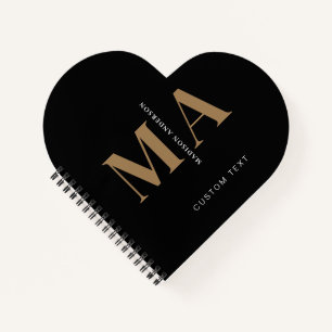 Elegant Monogram Black Gold Name Notitieboek