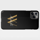 Elegant Monogram Black Gold Name Script iPhone Hoesje (Achterkant horizontaal)