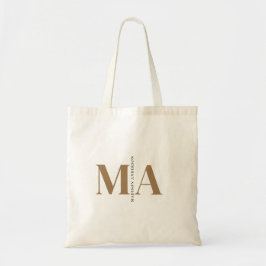 Elegant Monogram Black Gold Name Tote Bag