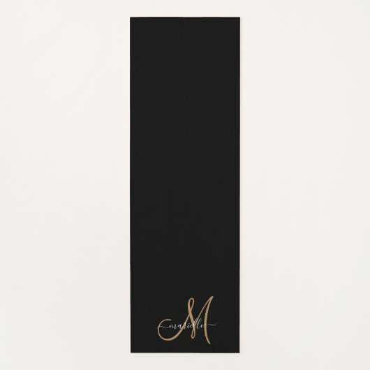 Elegant Monogram Black Gold Name Yoga Mat (Voorkant)