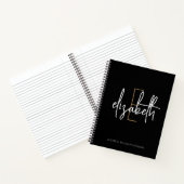 Elegant Monogram Black Gold Script Business School Notitieboek (Binnen)