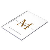 Elegant Monogram Black Gold Script Kantoor School Notitieboek (Linkerzijde)